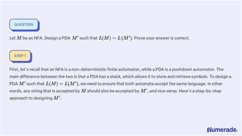 SOLVED Let M Be An NFA Design A PDA M Such That L M L M Prove