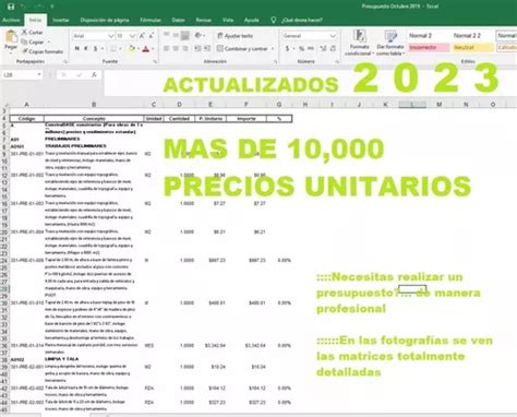 Matrices De An Lisis De Precios Unitarios Actualizados En Venta En