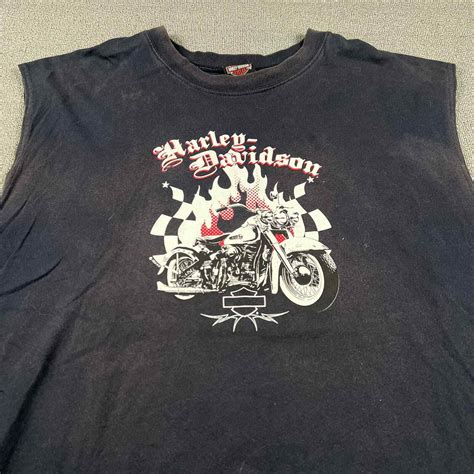 Vintage Harley Davidson Flame Y K Bike Graphic T Shi Gem