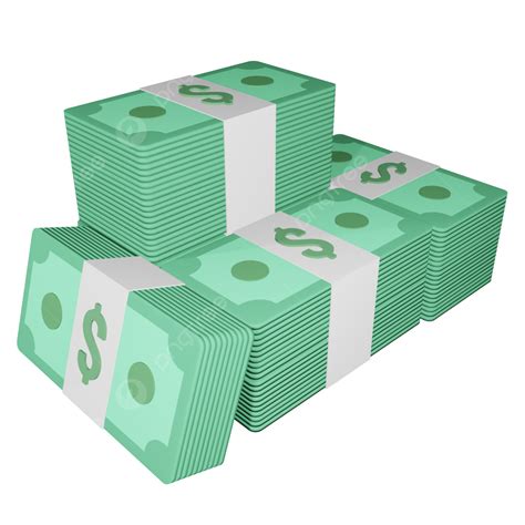 Stack Of 3d Green Paper Dollar Money 3d Cash 3d Dollars Money Png