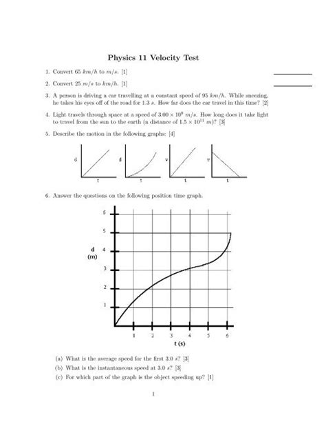 Physics 11 Velocity Test