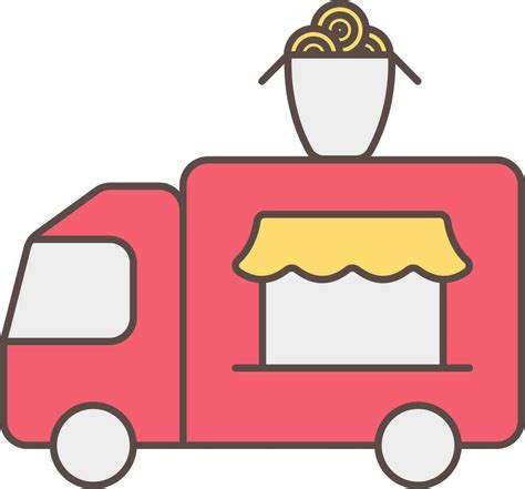 Isolated Noodle Truck Fast Food Icon In Red And Yellow Color