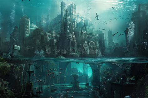 A Large Underwater City With Numerous Buildings In A Bustling Urban