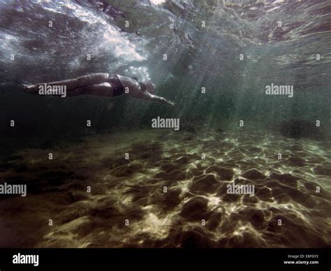 Woman Swimming Underwater Bikini Hi Res Stock Photography And Images Alamy