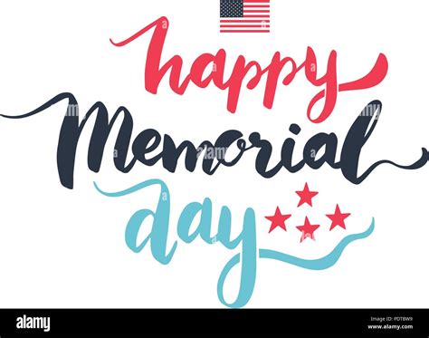 Happy Memorial Day Lettering Vector Illustration Stock Vector Image