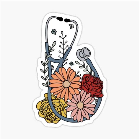 Flower Stethoscope Sticker For Sale By Mrek068 Redbubble