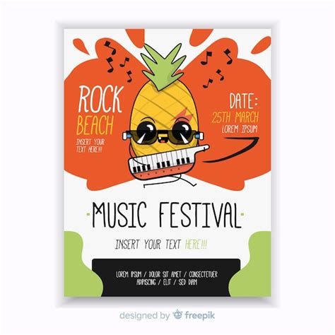 Plantilla De Poster De Festival De M Sica Dibujado A Mano Vector Gratis