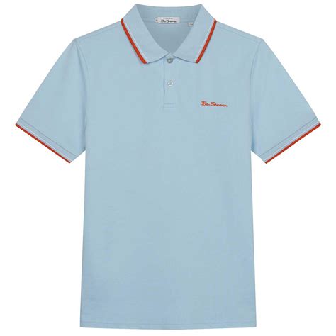 Ben Sherman Mod Tipped Signature Pique Polo Shirt In Pale Blue