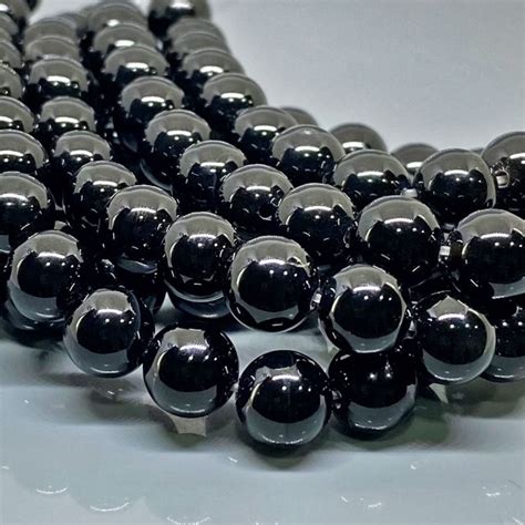 Natural Black Onyx 8mm Smooth Round Gemstone Beads Strand 11367