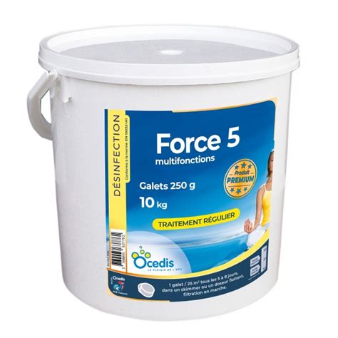 Ocedis Force 5 Chlore stabilisé galets 250g 10kg HPS