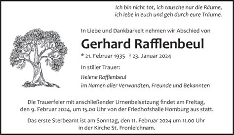 Traueranzeigen Von Gerhard Rafflenbeul Saarbruecker Zeitung Trauer De