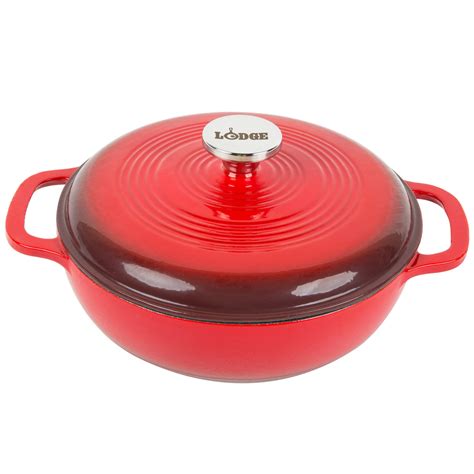 Lodge Ec3d43 3 Qt Island Spice Red Enameled Cast Iron Dutch Oven