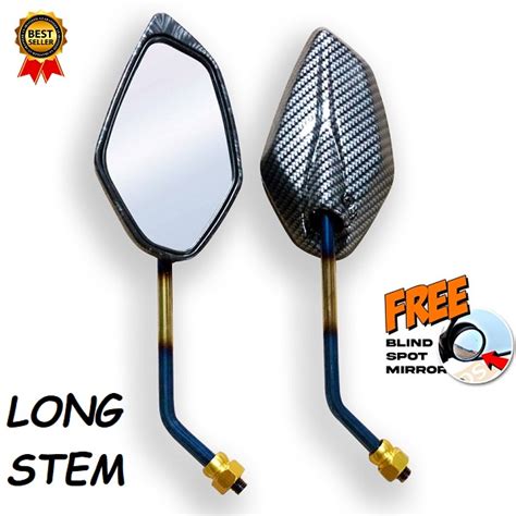 Motor Star Zest Tone Carbon Titanium Long Stem Side Mirror For