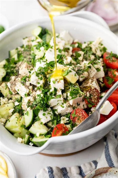 Greek Cucumber Tomato Feta Salad Erin Lives Whole