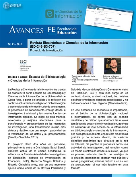 Avances FE de la Facultad de Educación presenta el proyecto Revista