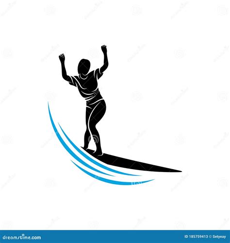 Surfing With Water Wave Logo Vector Template Illustration Symbol