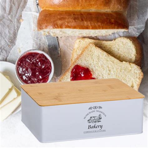 Метална кутия за хляб с дървен капак Bakery - olele.bg