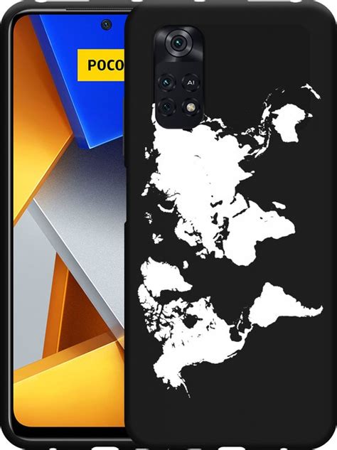 Xiaomi Poco M4 Pro Hoesje Zwart World Map Bol