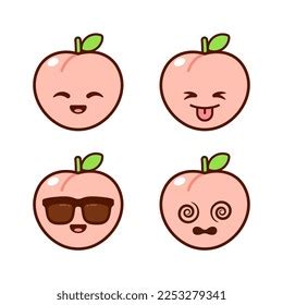 Set Cute Peach Stickers Stock Vector (Royalty Free) 2253279341 | Shutterstock