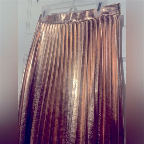 Topshop Skirts Topshop Pleated Metallic Faux Leather Midi Skirt Poshmark