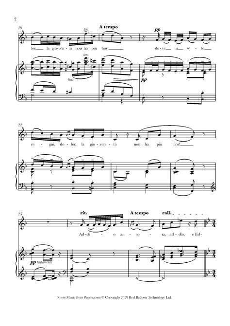 Puccini Addio Mio Dolce Amor From Edgar Sheet Music For Soprano