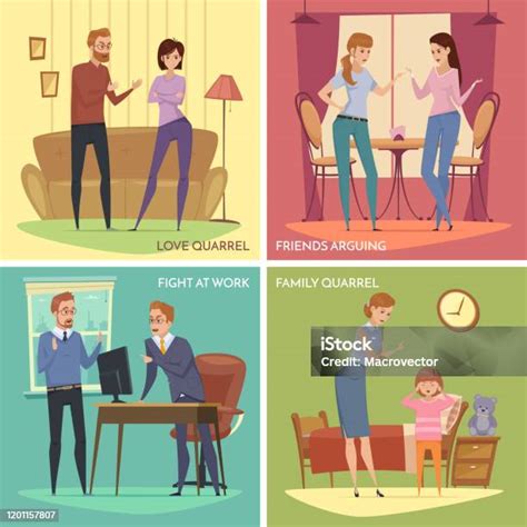 pertengkaran pertengkaran datar  ilustrasi stok  gambar