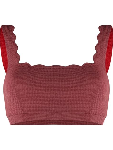 Marysia Palm Springs Scalloped Bikini Top Red Editorialist