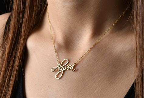 Personalize Name Necklace 14k Gold Script Name Necklace Etsy