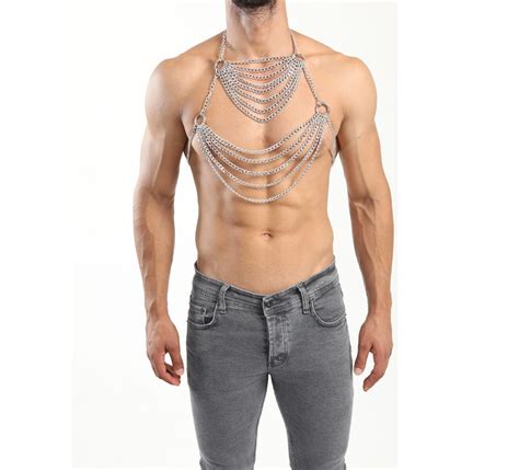 Body Chain Men Gold Bodychain Man Harness Men Jewelry Larp Etsy