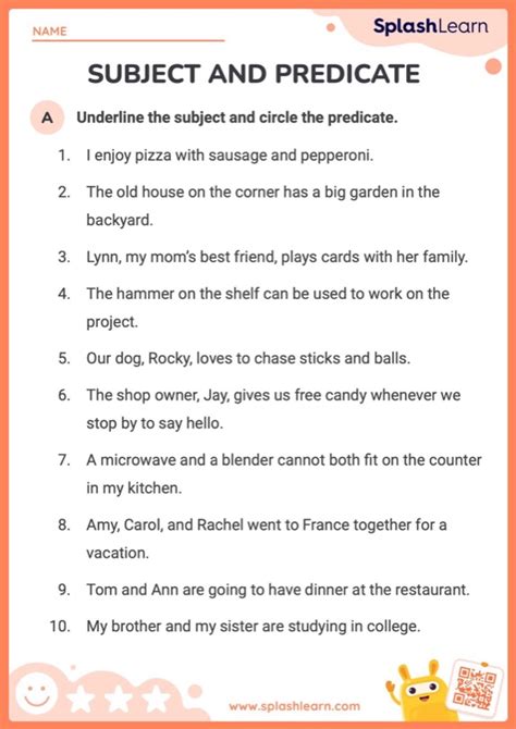 Subjects And Predicates Worksheets K5 Learning Worksheets Library