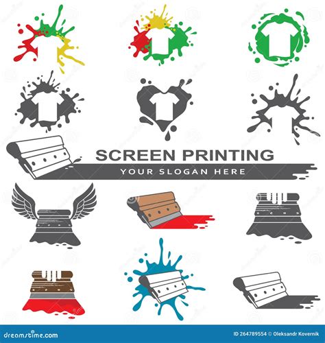 Silk Screen Printing Icons Stock Vector Illustration Of Abstract