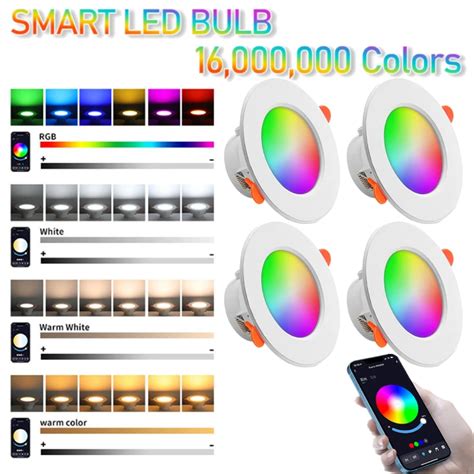 1 6pc LED Downlight Tuya Smart Wifi Ceiling Light Dimmable RGB CW WW