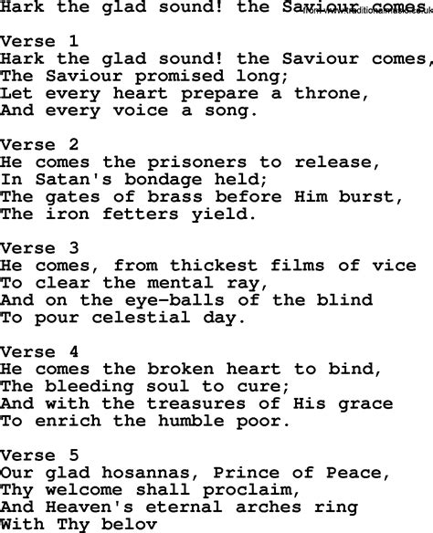 Hark The Glad Sound The Saviour Comes Apostolic And Pentecostal Hymns And Gospel Songs