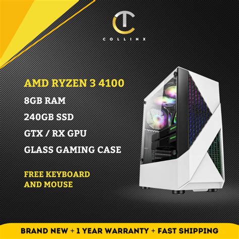 Gaming Pc Build Epic Amd Ryzen 3 4100 Cpu Rgb Desktop Nvidia