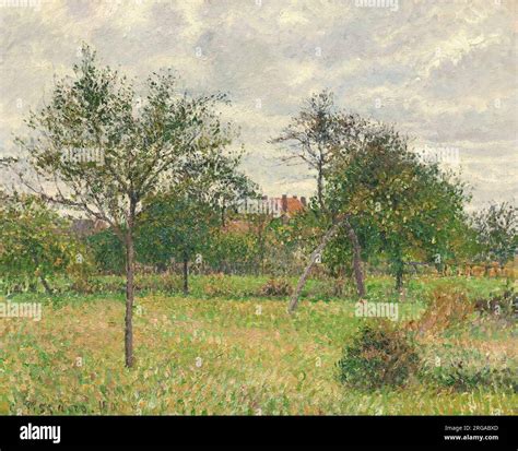 Autumn Morning Cloudy Eragny 1900 By Camille Pissarro Stock Photo