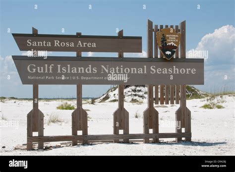 Gulf Islands National Seashore Sign Pensacola Beach Florida Usa Stock