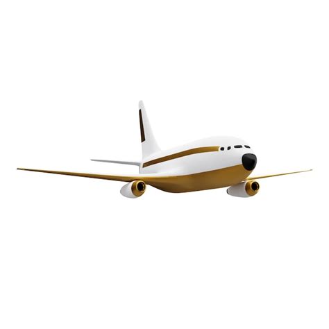 Premium PSD | Gold arplane 3d render illustration isolated transparent