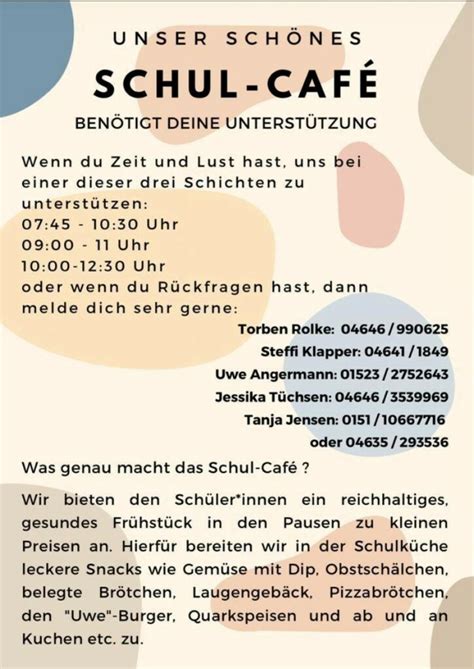 Struensee Gemeinschaftsschule Unser Schulcaf Ben Tigt Deine