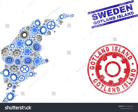 Industrial Vector Gotland Island Map Composition Stock Vector Royalty