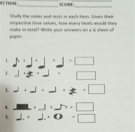 Study The Notes And Rests In Each Item Given Theirrespective Time