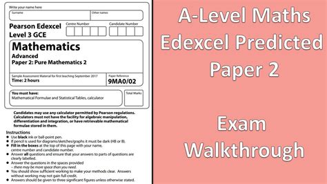 Edexcel A Level Pure Maths 2022 Predicted Paper 2 Advance Information Youtube