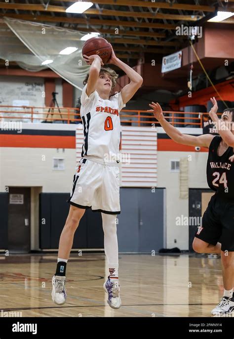 Basketball Action With Priest River Vs Wallace High School In Priest