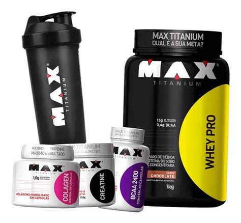 Combo Feminino Whey Bcaa Creatina Colageno Max Titanium