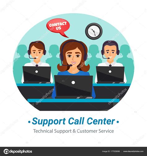 Call Center Operators Flat Composition Stock Vector Macrovector