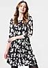 Izabel London Black Floral Lace Three Quarter Sleeve Short Swing Dress