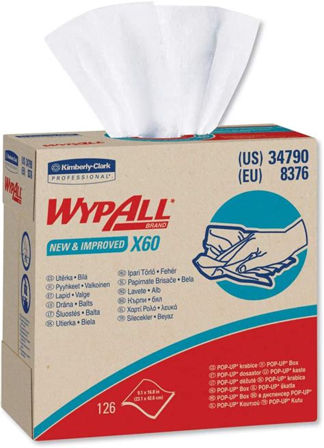 Wypall 34790ct X60 Wipers Pop Up Box White 126box