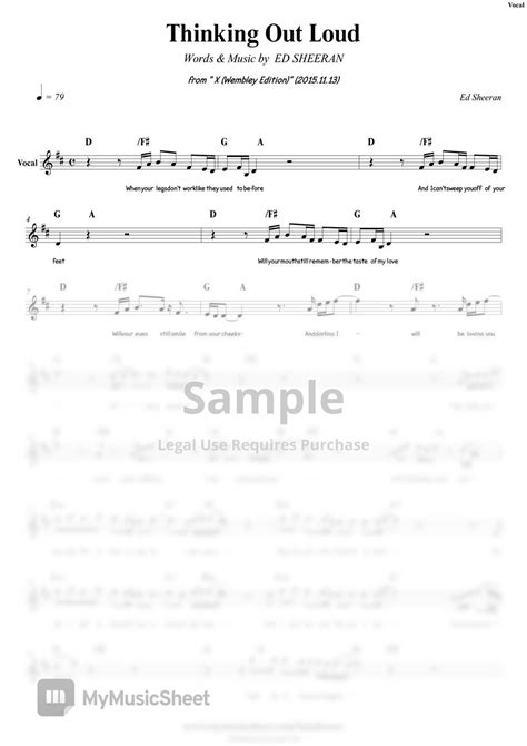 Thinking Out Loud Ed Sheeran Sheet Music