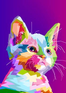 Colourful Cute Cat Poster By Peri Priatna Displate