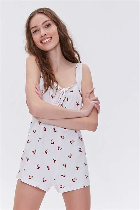 Cherry Print Sweetheart Romper