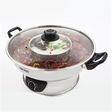 Aroma Qt Stainless Steel Shabu Shabu Hot Pot With Lid Reviews Wayfair